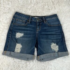 Guess Blue Distressed Cuffed Denim Shorts